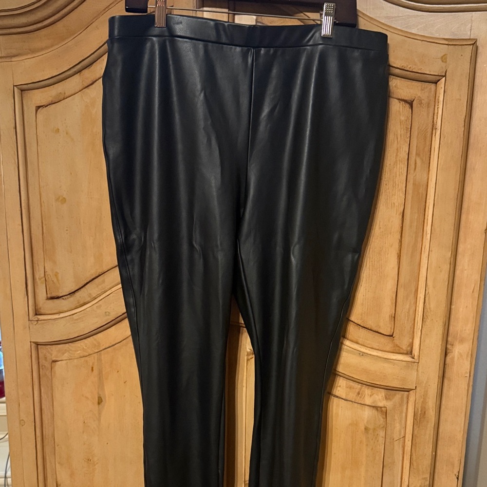 Chico's Black Leather-Style Trousers